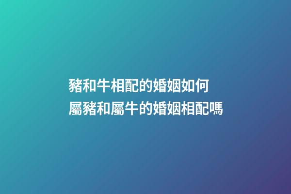 豬和牛相配的婚姻如何 屬豬和屬牛的婚姻相配嗎-第1張-觀點-玄機派